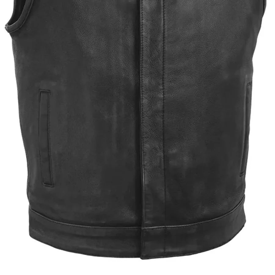 Top Rocker Men's Motorcycle Leather Vest Men's Leather Vest First Manufacturing Company
