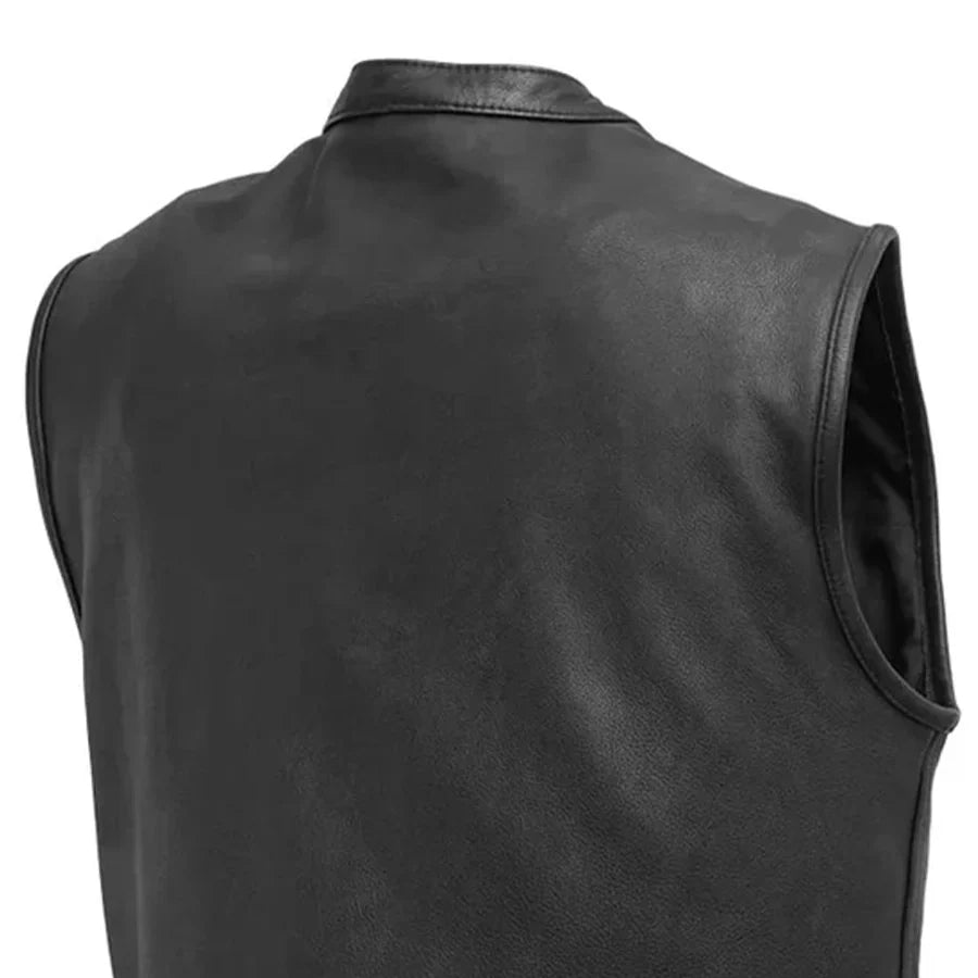 Top Rocker Men's Motorcycle Leather Vest Men's Leather Vest First Manufacturing Company