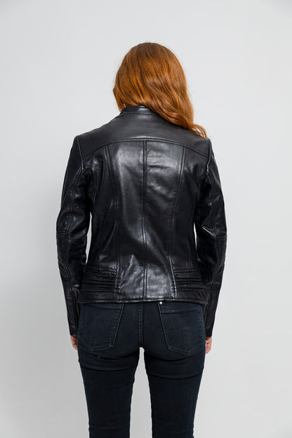 Trish Womens Leather Jacket Black Women's Leather Jacket FMCo   