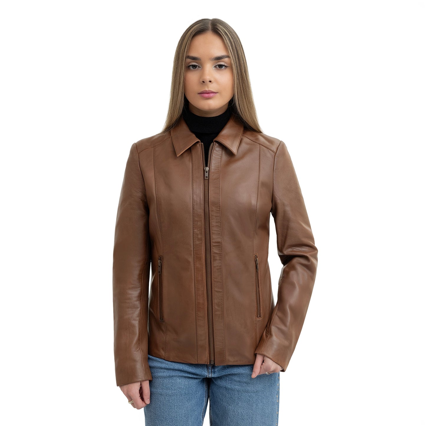 Patricia Womens Fashion Leather Jacket Women's Leather Jacket FMCo Whiskey XS