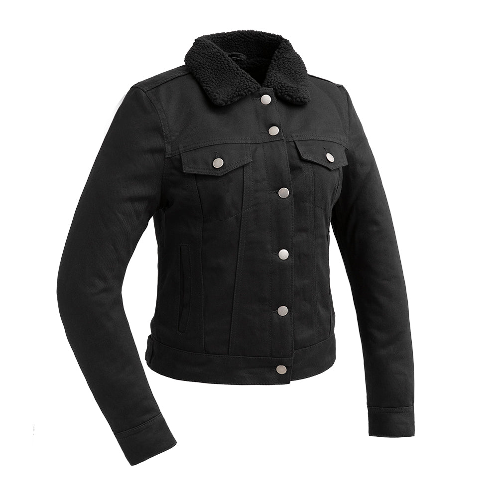 Samantha Women's Faux Shearling Twill Jacket Women's Fashion Leather Jacket FMCo XS