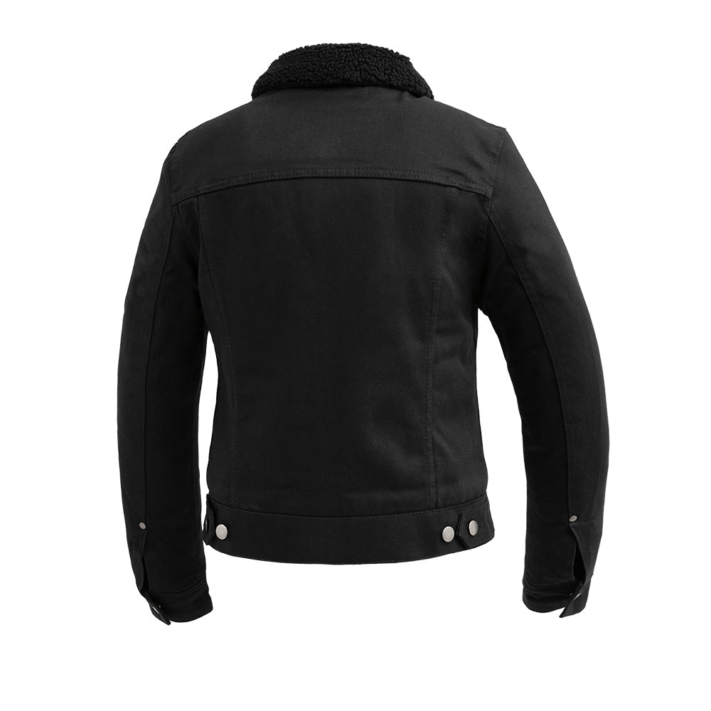 Samantha Women's Faux Shearling Twill Jacket Women's Fashion Leather Jacket FMCo