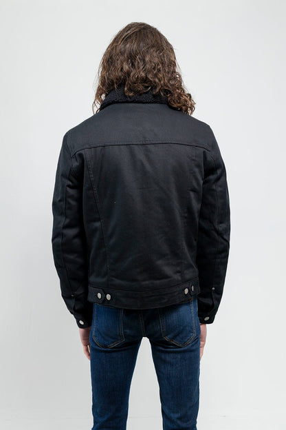 Cain Mens Faux Shearling Twill Jacket Men's Vegan Faux Suede Jacket FMCo