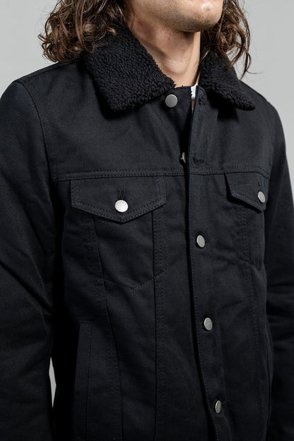 Cain Mens Faux Shearling Twill Jacket Men's Vegan Faux Suede Jacket FMCo