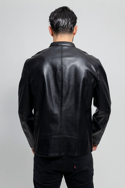 Oliver Men's Vegan Faux/Perforated Leather Jacket Men's Vegan Faux Leather jacket FMCo   
