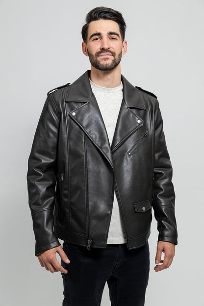Nash Vegan Faux Leather Jacket Men's Vegan Faux Leather jacket FMCo Olive S 