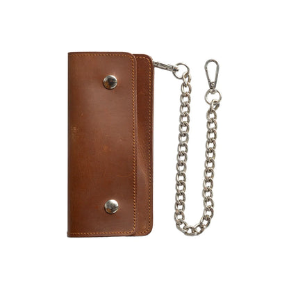 LARGE TRUCKER - Vegetable Tanned Leather Wallet Leather Wallet First Manufacturing Company AMBER Chrome