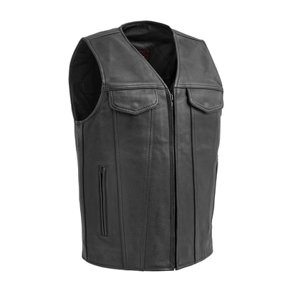 Badlands Men's Motorcycle Leather Vest Men's Leather Vest First Manufacturing Company Black XS