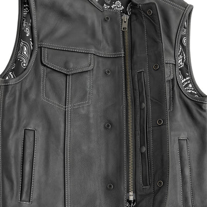 Bandit Men's Leather Motorcycle Vest Men's Leather Vest First Manufacturing Company