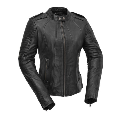Biker - Women's Motorcycle Leather Jacket Women's Leather Jacket First Manufacturing Company Black XS
