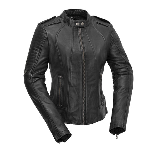 Biker - Women's Motorcycle Leather Jacket Women's Leather Jacket First Manufacturing Company Black XS