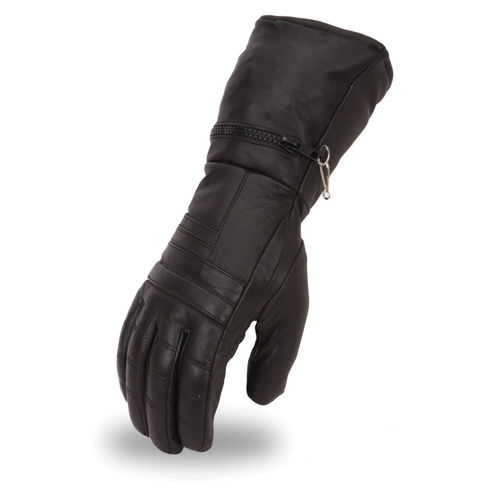 Black Rock Men's Leather Gauntlet Gloves Men's Gauntlet First Manufacturing Company Black XS