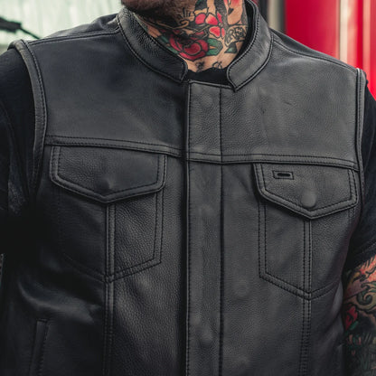 Hotshot Men's Motorcycle Leather Vest Men's Leather Vest First Manufacturing Company