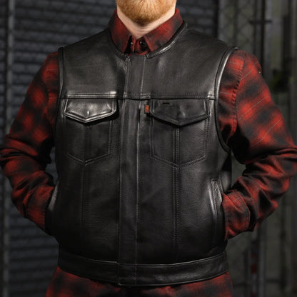 Lowside Men's Motorcycle Leather Vest Men's Leather Vest First Manufacturing Company