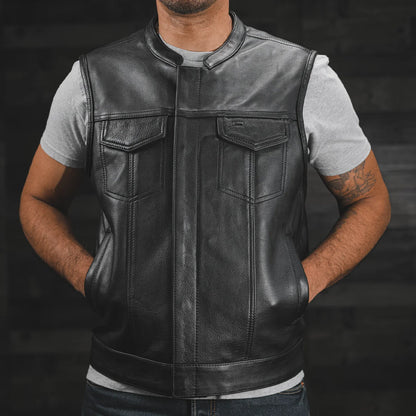 Sharp Shooter Men's Motorcycle Leather Vest Men's Leather Vest First Manufacturing Company