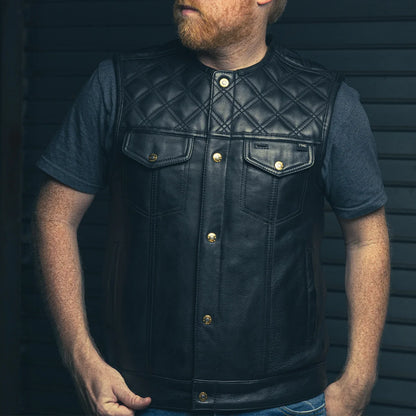 Shell Shock Men's Motorcycle Leather Vest (limited edition) Men's Leather Vest First Manufacturing Company