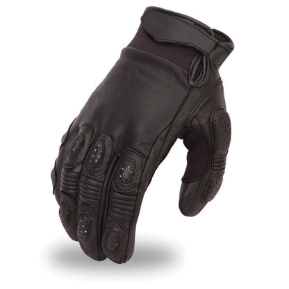Blitz Men's Leather Motorcycle Gloves Men's Gloves First Manufacturing Company Black XS
