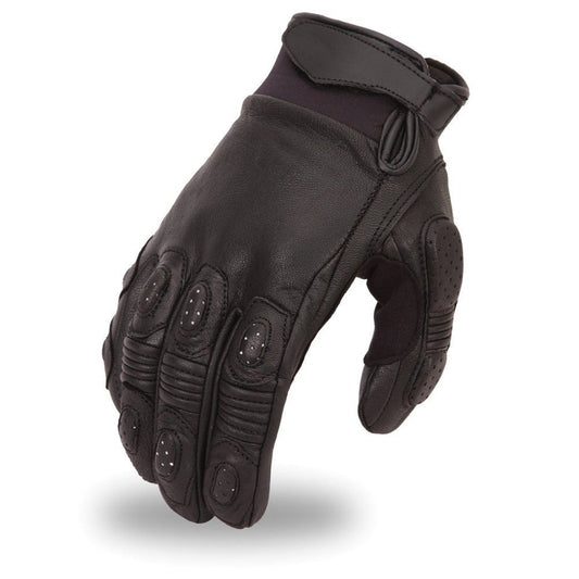 Blitz Men's Leather Motorcycle Gloves Men's Gloves First Manufacturing Company Black XS
