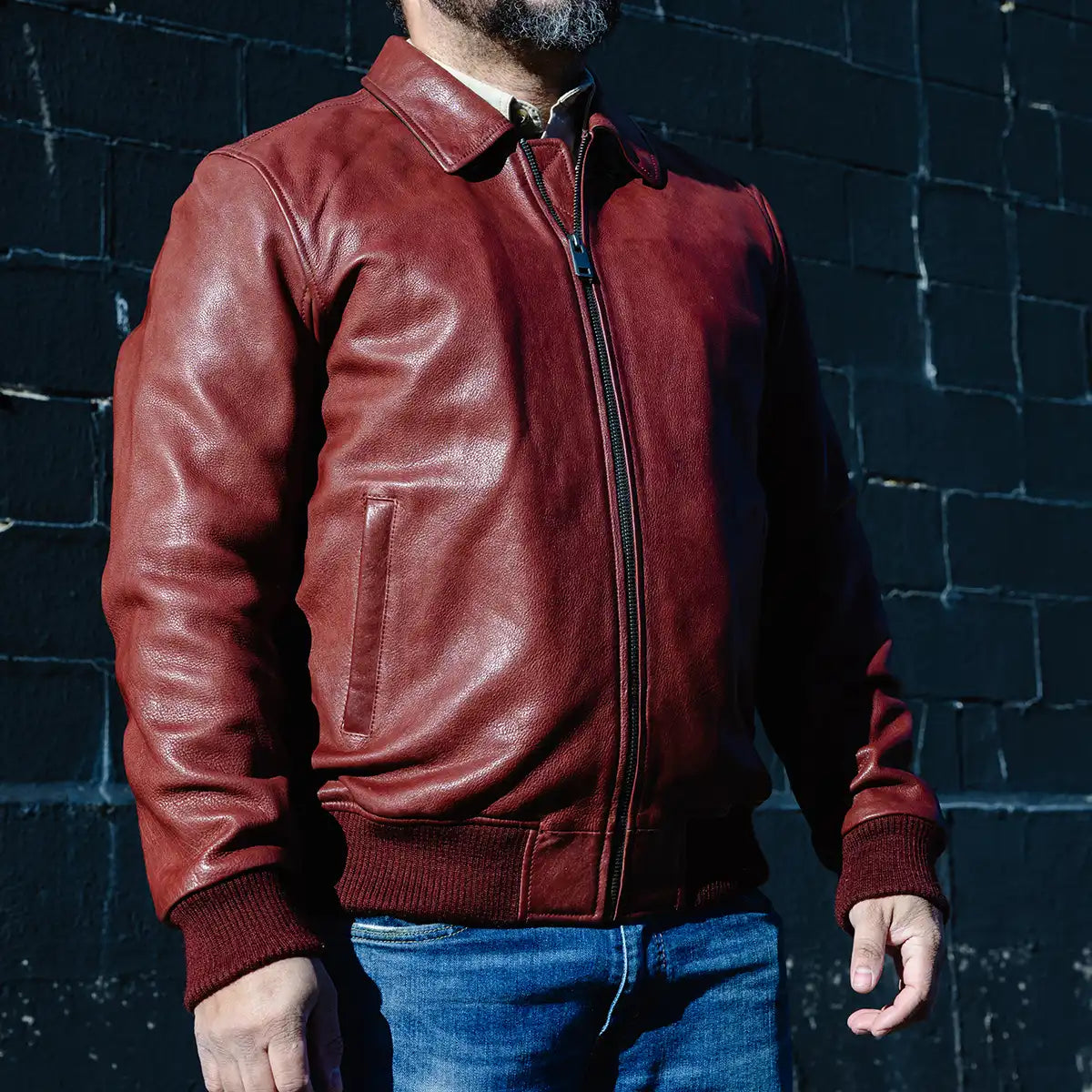Moto Bomber - Men's Leather Jacket Men's Leather Jacket First Manufacturing Company