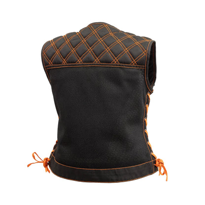 Bonnie Moto Mesh Women's Motorcycle Vest - Diamond Quilt Women's Moto Mesh Vest First Manufacturing Company