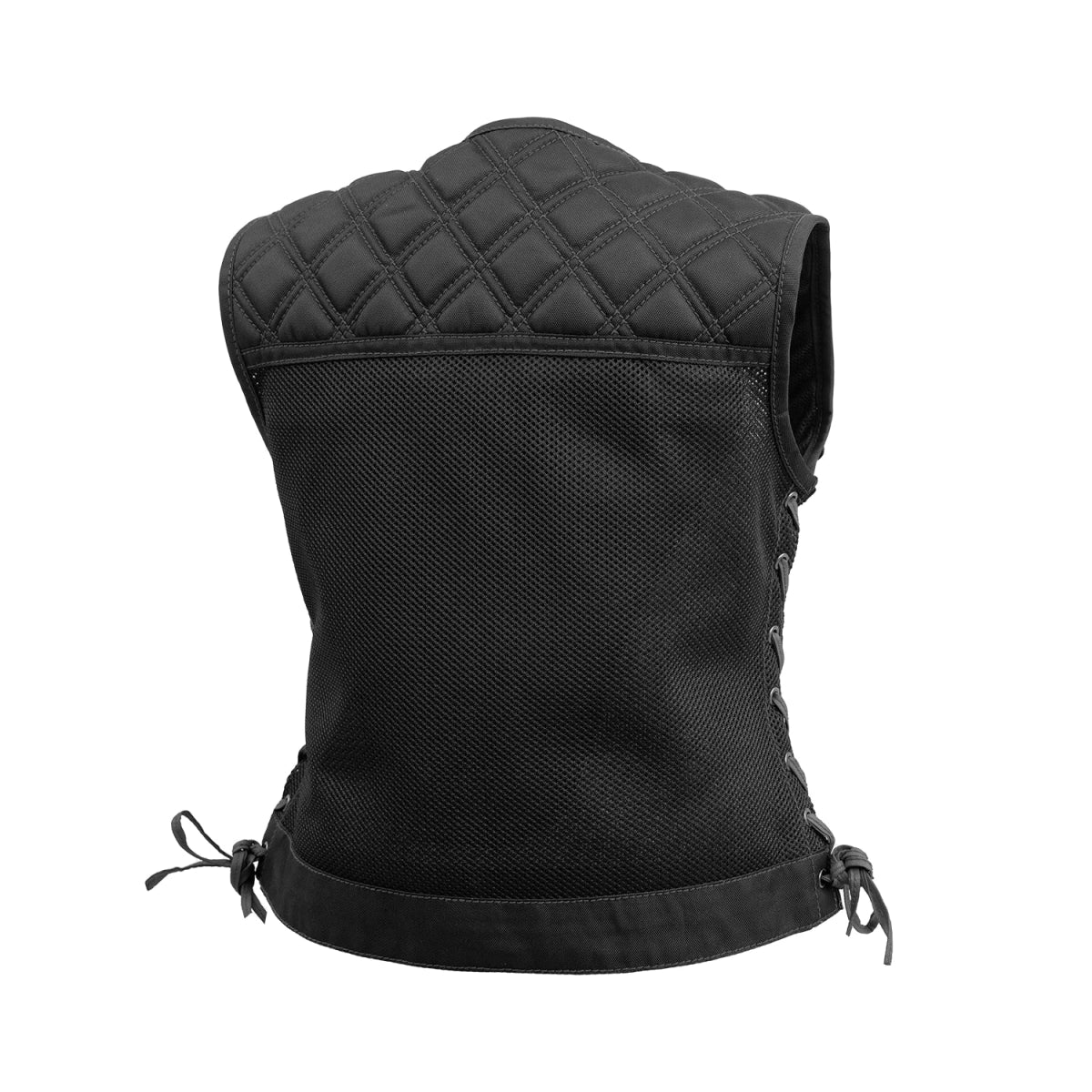 Bonnie Moto Mesh Women's Motorcycle Vest - Diamond Quilt Women's Moto Mesh Vest First Manufacturing Company