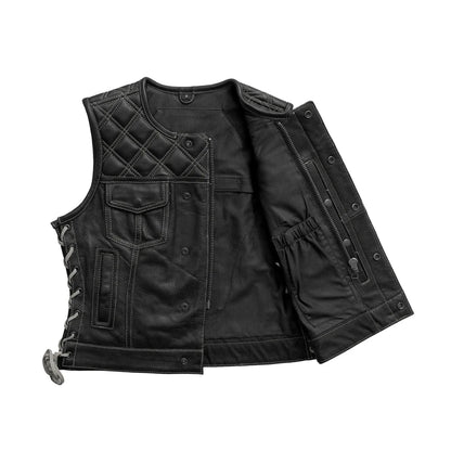 Bonnie Perforated Women's Motorcycle Leather Vest Women's Perforated Leather Vest First Manufacturing Company