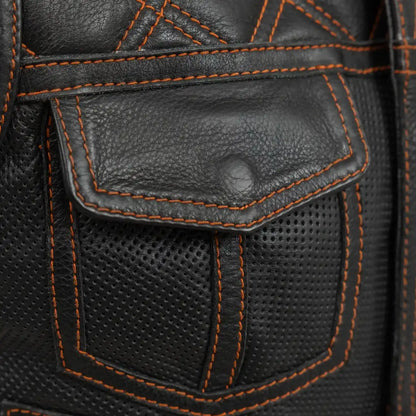 Bonnie Perforated Women's Motorcycle Leather Vest Women's Perforated Leather Vest First Manufacturing Company
