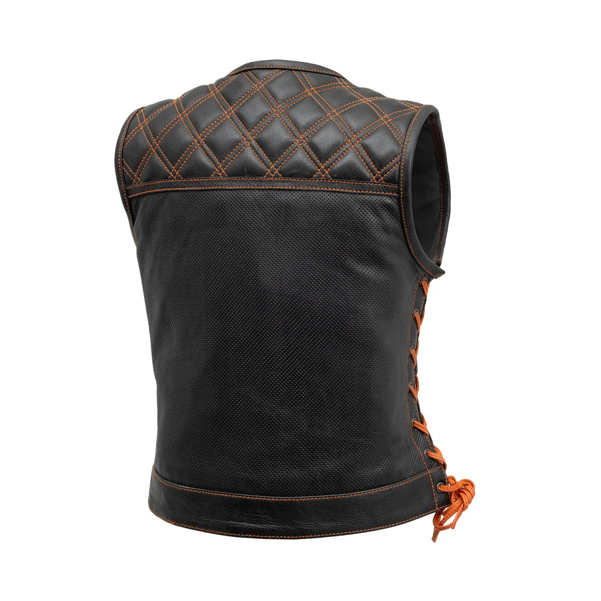 Bonnie Perforated Women's Motorcycle Leather Vest Women's Perforated Leather Vest First Manufacturing Company