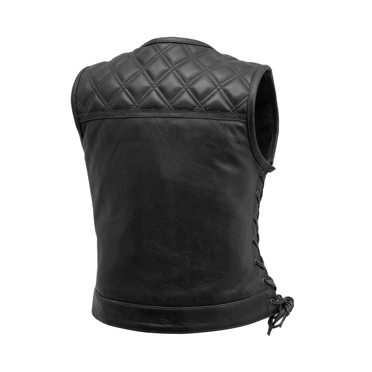 Bonnie Perforated Women's Motorcycle Leather Vest Women's Perforated Leather Vest First Manufacturing Company