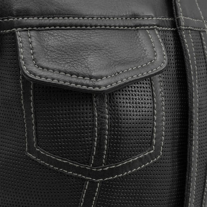 Bonnie Perforated Women's Motorcycle Leather Vest Women's Perforated Leather Vest First Manufacturing Company