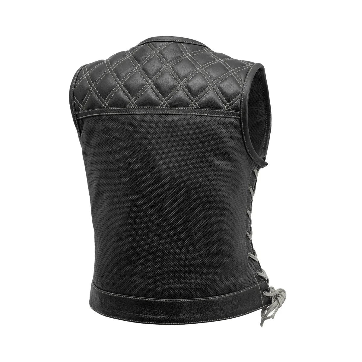 Bonnie Perforated Women's Motorcycle Leather Vest Women's Perforated Leather Vest First Manufacturing Company