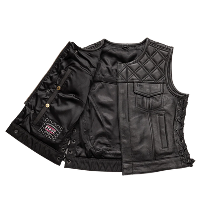 Bonnie - Women's Motorcycle Leather Vest - Diamond Quilt Women's Leather Vest First Manufacturing Company   