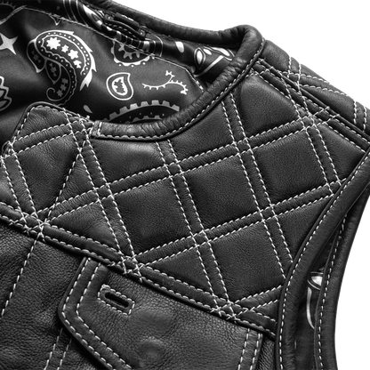 Bonnie - Women's Motorcycle Leather Vest - Diamond Quilt Women's Leather Vest First Manufacturing Company   