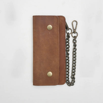 LARGE TRUCKER - Vegetable Tanned Leather Wallet Leather Wallet First Manufacturing Company CAMEL Antique Brass