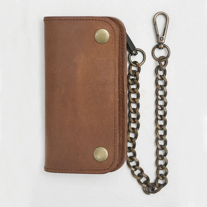 SMALL TRUCKER - Vegetable Tanned Leather Wallet Leather Wallet First Manufacturing Company CAMEL Antique Brass