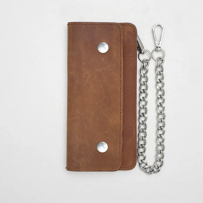 LARGE TRUCKER - Vegetable Tanned Leather Wallet Leather Wallet First Manufacturing Company CAMEL Chrome