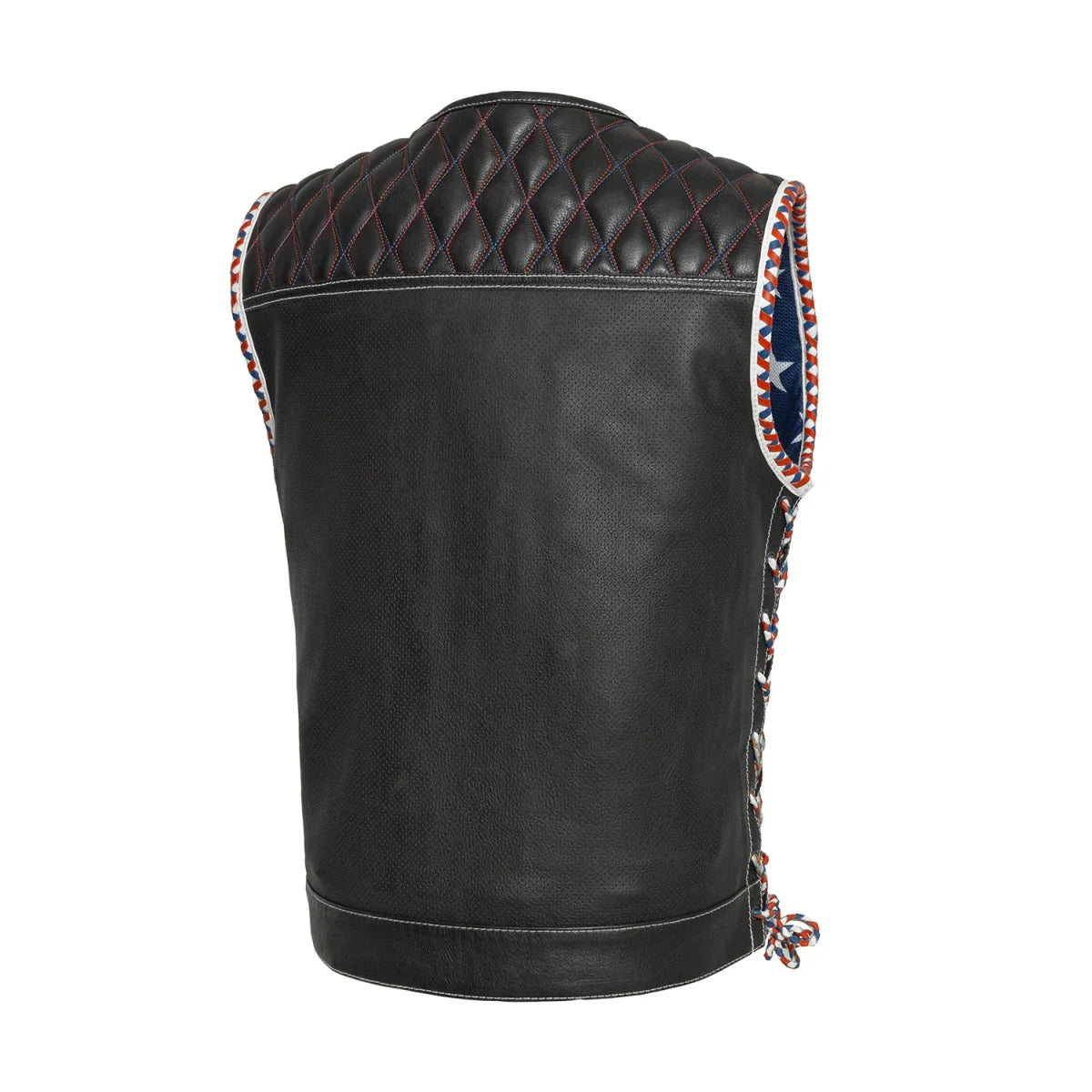 Captain Perforated Men's Motorcycle Leather Vest Men's Perforated Leather Vest First Manufacturing Company