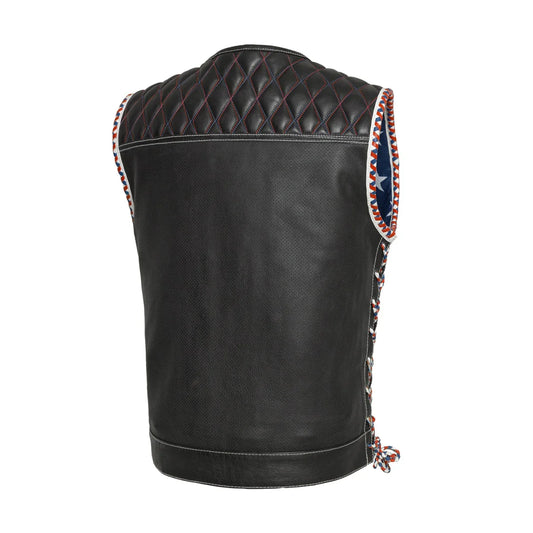 Captain Perforated Men's Motorcycle Leather Vest Men's Perforated Leather Vest First Manufacturing Company