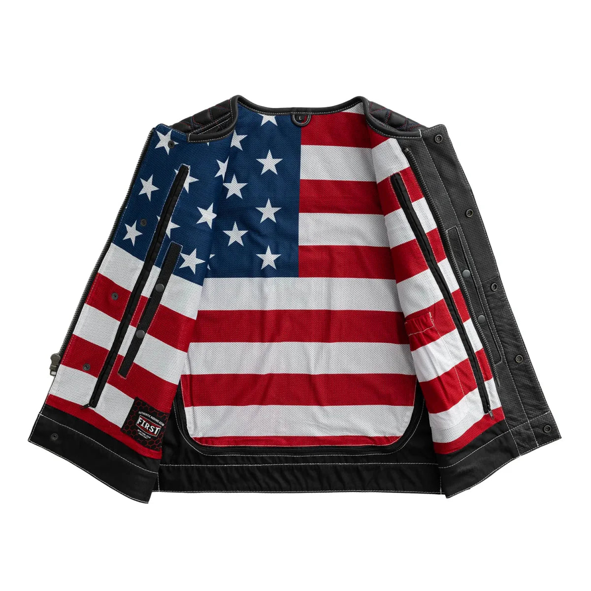 Captain Perforated Men's Motorcycle Leather Vest Men's Perforated Leather Vest First Manufacturing Company