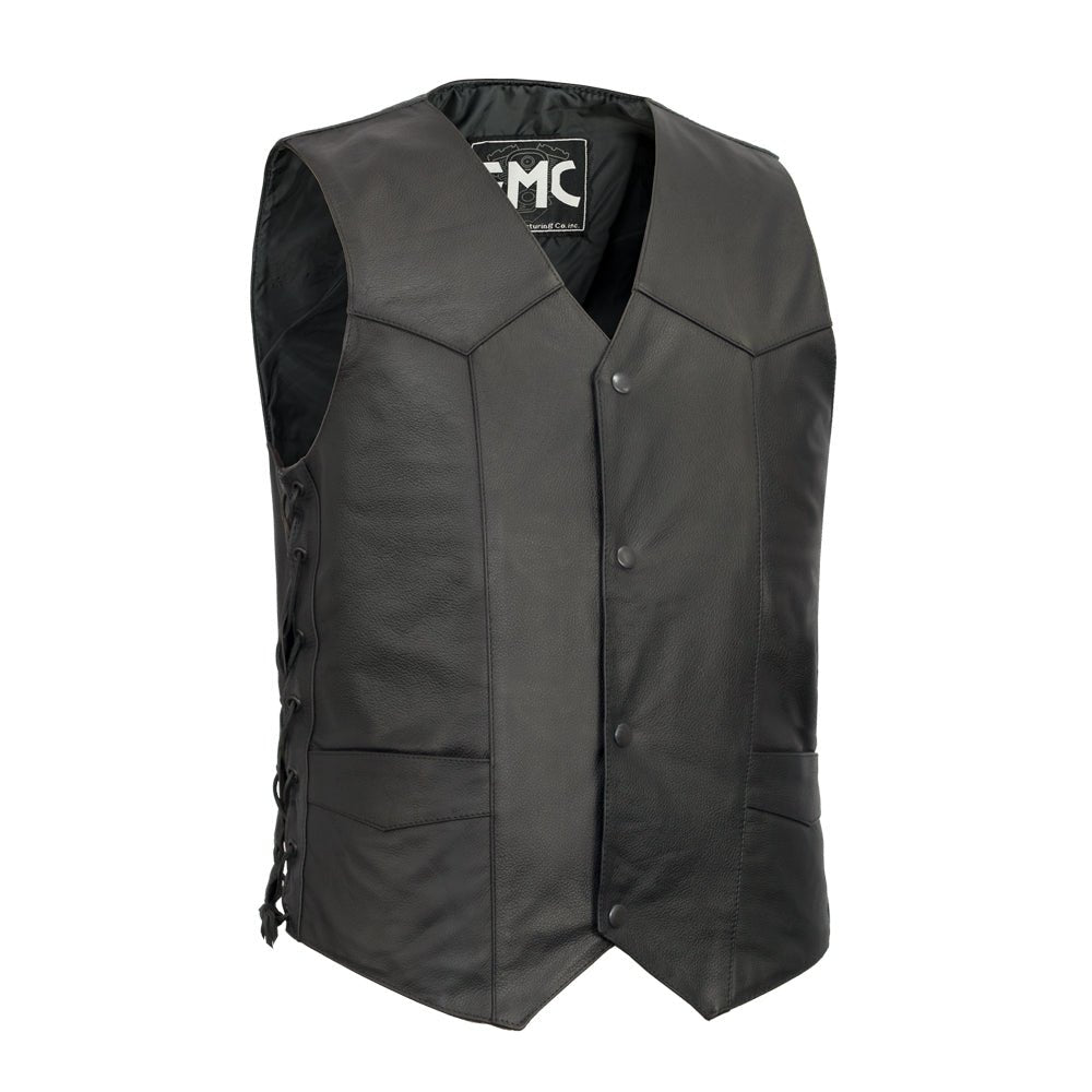 Carbine Men's Western Style Leather Motorcycle Vest Men's Leather Vest First Manufacturing Company Black S