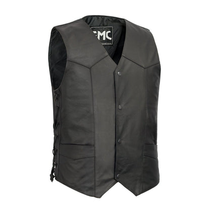 Carbine Men's Western Style Leather Motorcycle Vest Men's Leather Vest First Manufacturing Company Black S
