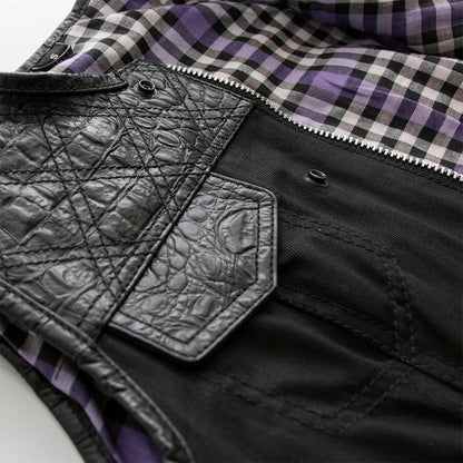 Carter - Women's Club Style Leather/Canvas Vest - Limited Edition Factory Customs First Manufacturing Company