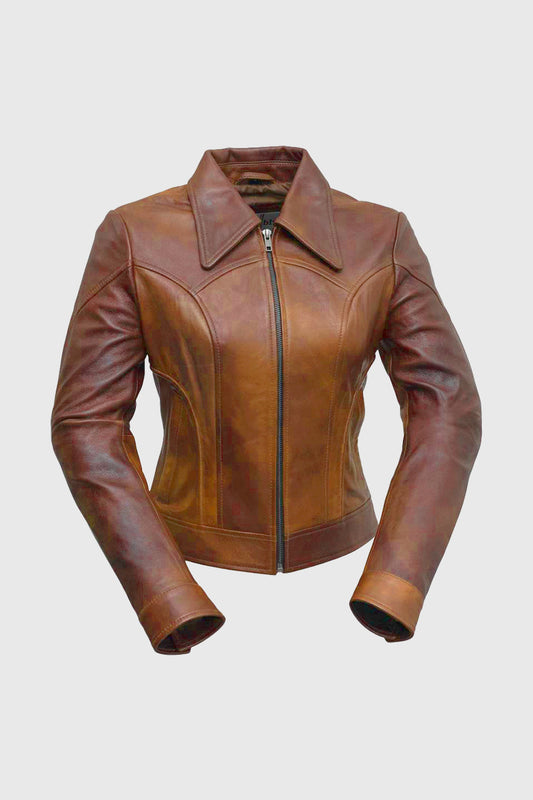 Charlotte womens Fashion Leather Jacket Women's Leather Jacket FMCo RED FORD XS