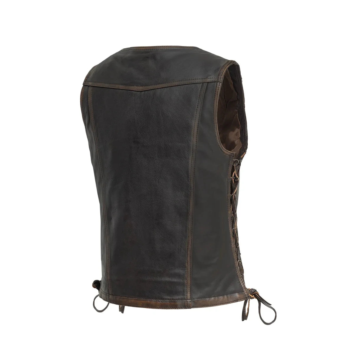 Cindy - Women's Motorcycle Leather Vest Brown Beige Women's Leather Vest First Manufacturing Company