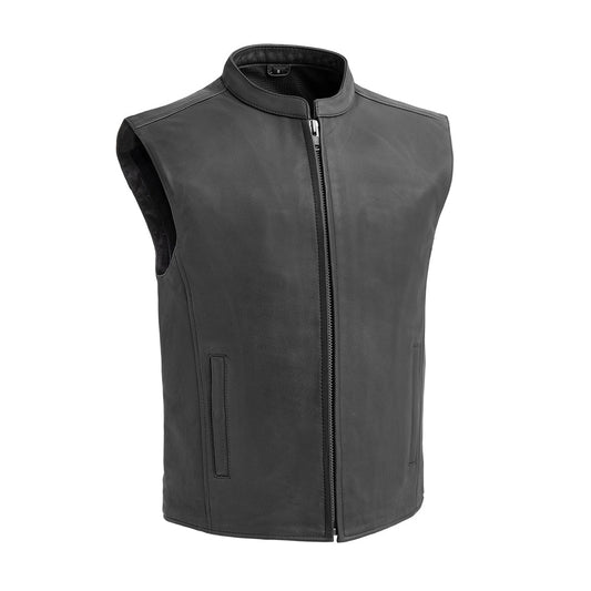Club House Men's Leather Motorcycle Vest Men's Leather Vest First Manufacturing Company Black S