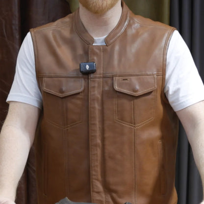 Sharp Shooter Men's Motorcycle Leather Vest Men's Leather Vest First Manufacturing Company
