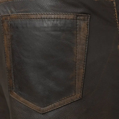 Commander Men's Leather Motorcycle Pants Brown Beige Men's Leather Pants First Manufacturing Company