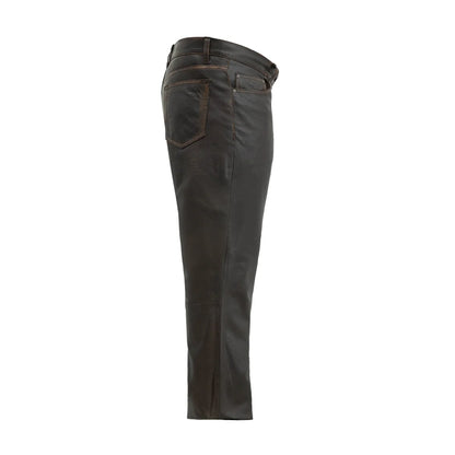 Commander Men's Leather Motorcycle Pants Brown Beige Men's Leather Pants First Manufacturing Company