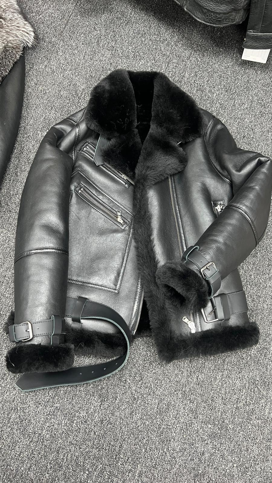 Men's Sheepskin Asymmetrical Zipper Jacket