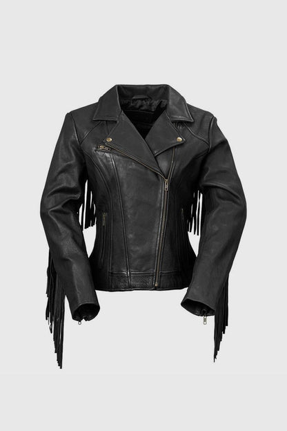 Daisy Womens Fashion Leather Jacket Women's Leather Jacket FMCo Black XS 